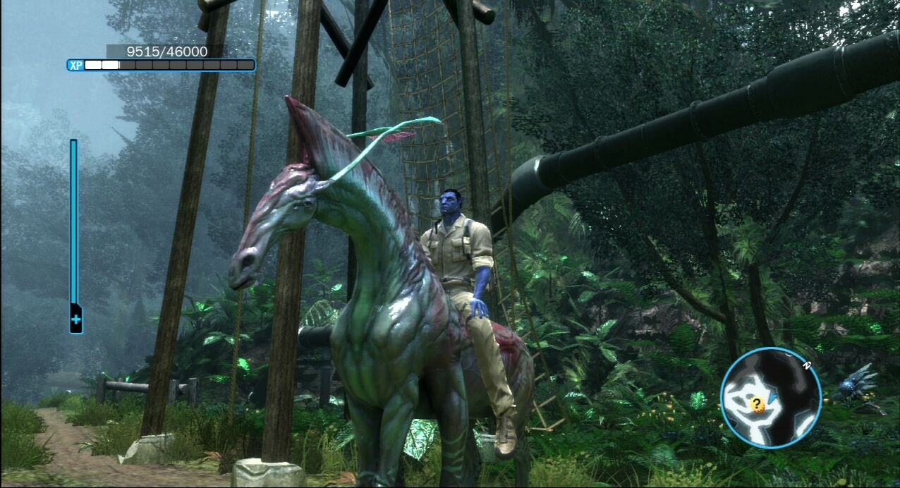 An Avatar riding a Direhorse (basically a six-legged pandorian horse)