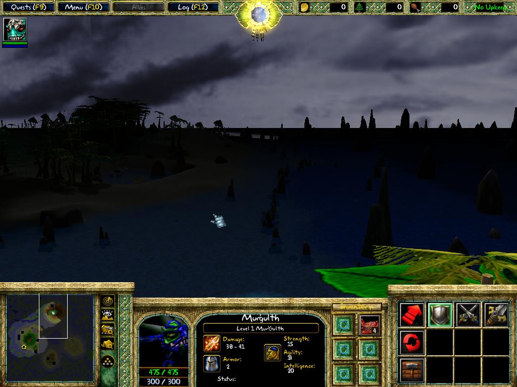 An in-game screen shot showing the dark storm approaching.