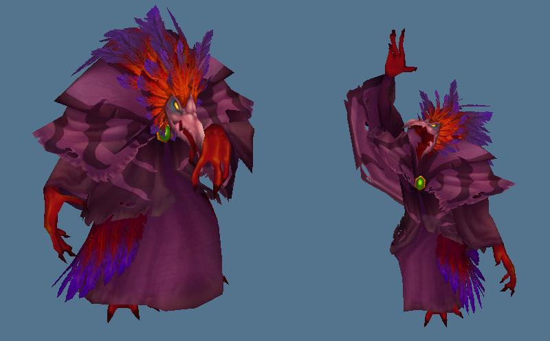 arakkoa model from World of Warcraft. Basic idea of the race used as my charecter's mages in his army.