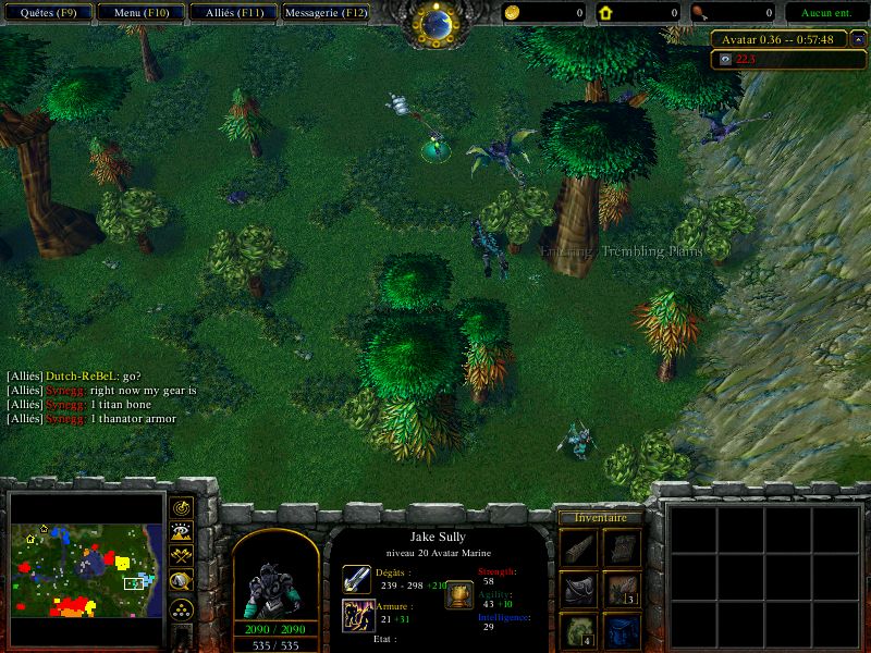 Avatar with plant items entered Trembling Plains