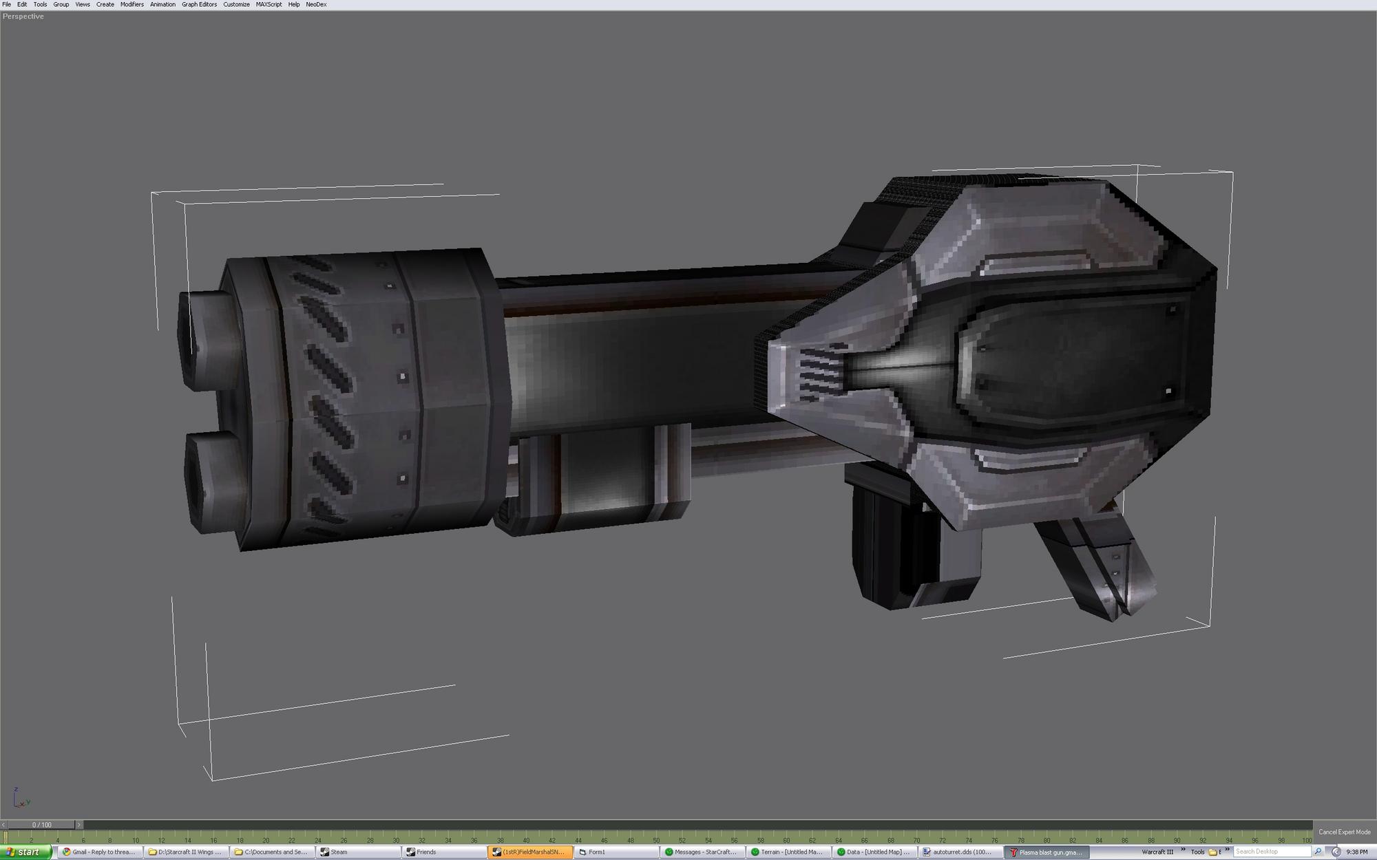 Awesome possum plasma blast gun for sc2

done in 1 day, uses autoturret texture.