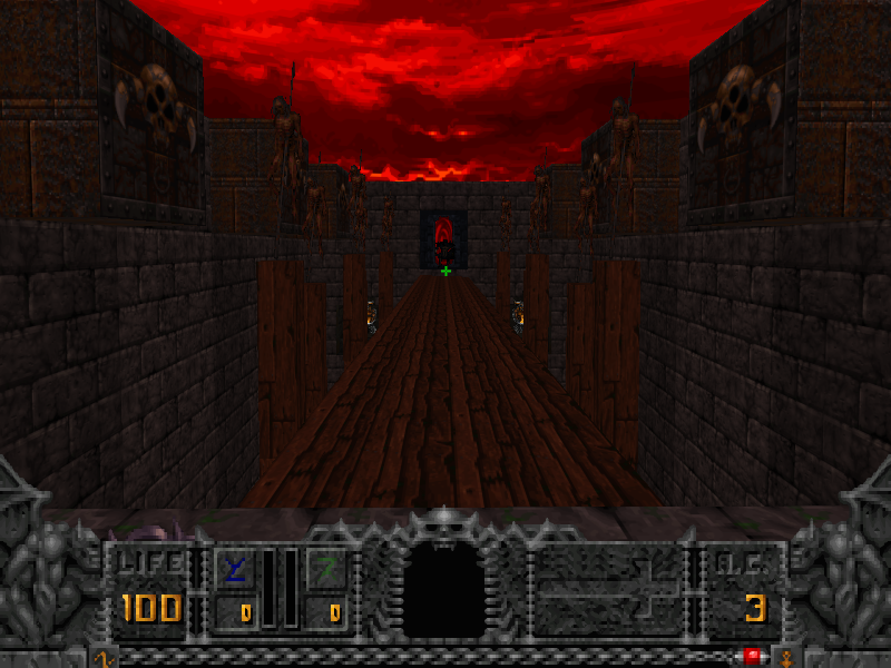 Beyond that gate in the horizon lies land frozen under the crimson sky. The terror you faced means nothing, you must leave your sanity behind.
Now st