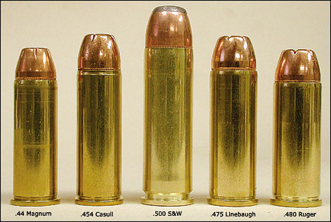 Big bore handgun rounds, from .44 Magnum to .500 S&W Magnum