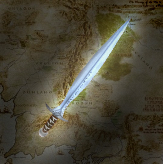 Bilbo's trusted sword,  it glows when orcs are near.