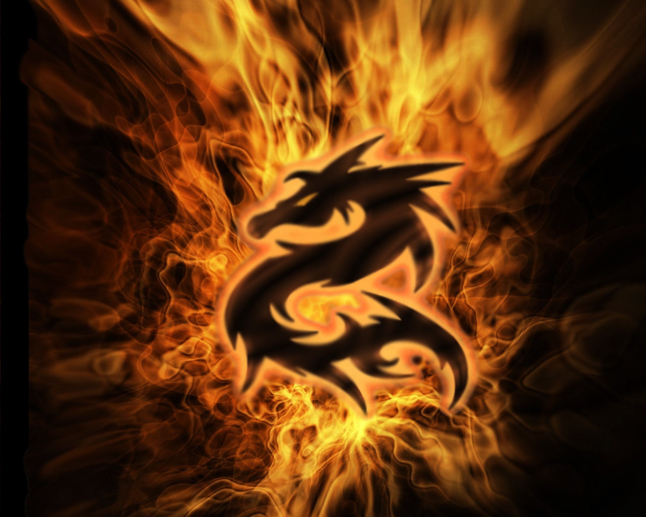 Black Dragon in Fire