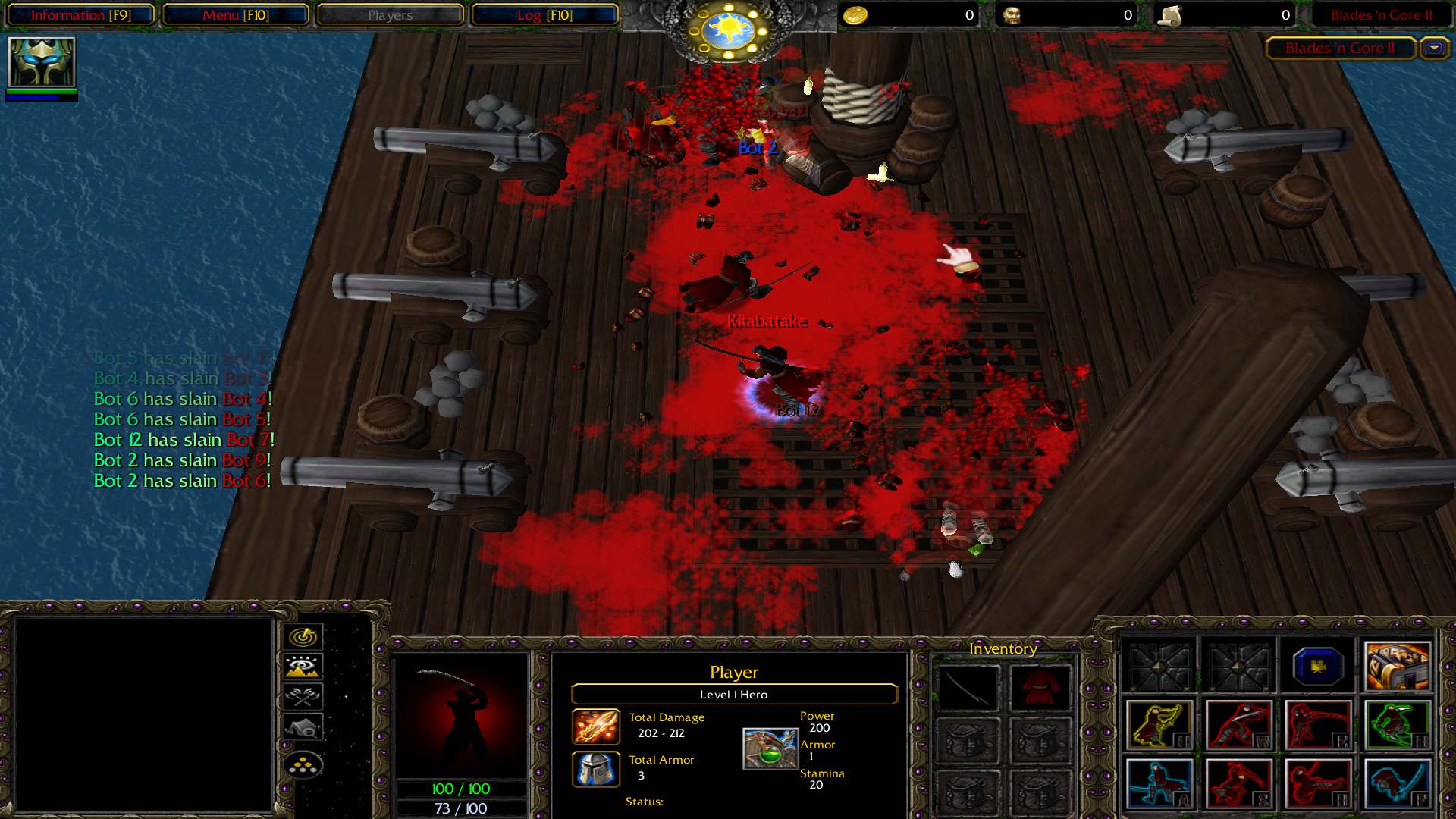 Blades 'n Gore II now supports bots.

Map link:
http://www.hiveworkshop.com/forums/maps-564/Blades-n-Gore-II-211054/