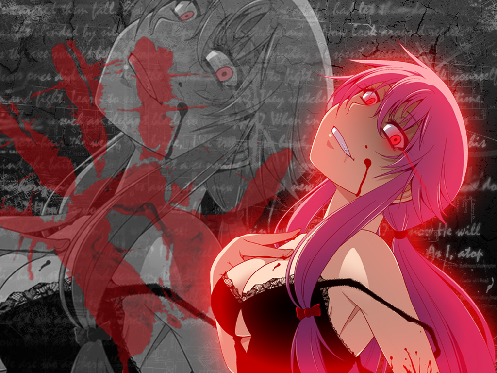 bloody yuno  mirai nikki wallpaper by xxxcheekycandyxxx d4tovxi