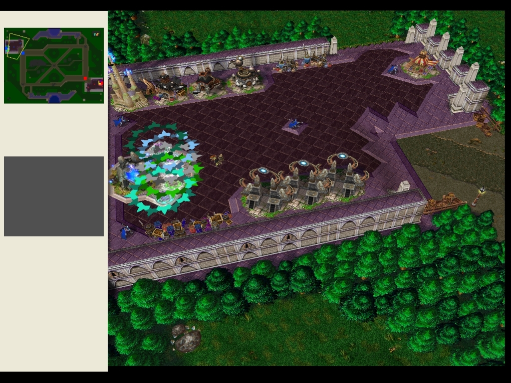 Blue Team's base, the enemy team is a mirrored one on the other side of the map, you revive there, buy stuff and restore your lost health or mana. It'