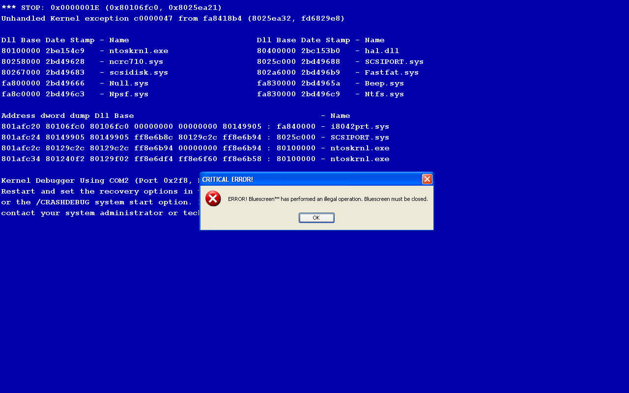 Bluescreen fail!