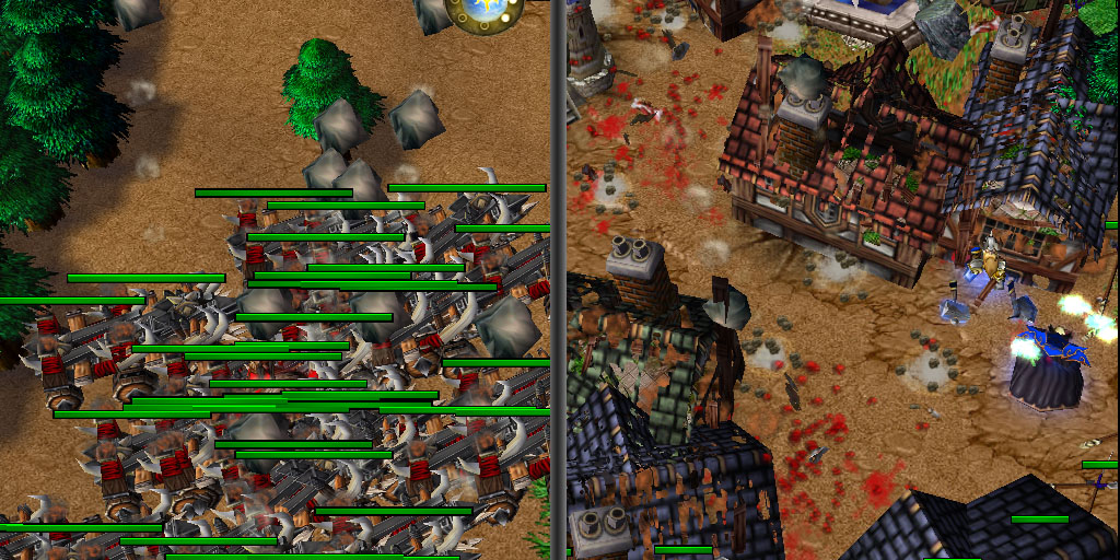 Bombard

The caster creates lots of catapults, the target area can not be left and BOOOOM all gonna smashed there.