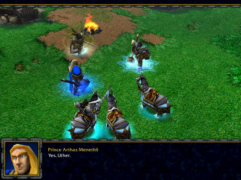 Captain Falric, Prince Arthas Menethil, and Uther the Lightbringer. Notice the new units and the return of the horses without their knights. Knight co