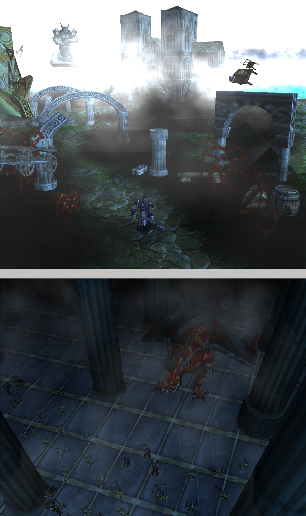 Cathedral of the Dreamer 

As ballsin'ass walked trough this realm he started to hear whispers in the distance, shadows crawling over the ground, he