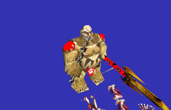 Cave Troll, made of ogre, using the harpoon-spear of the naga myrmidon, and the chain from the Dungeon Doodad Chainpost as a neck-chain