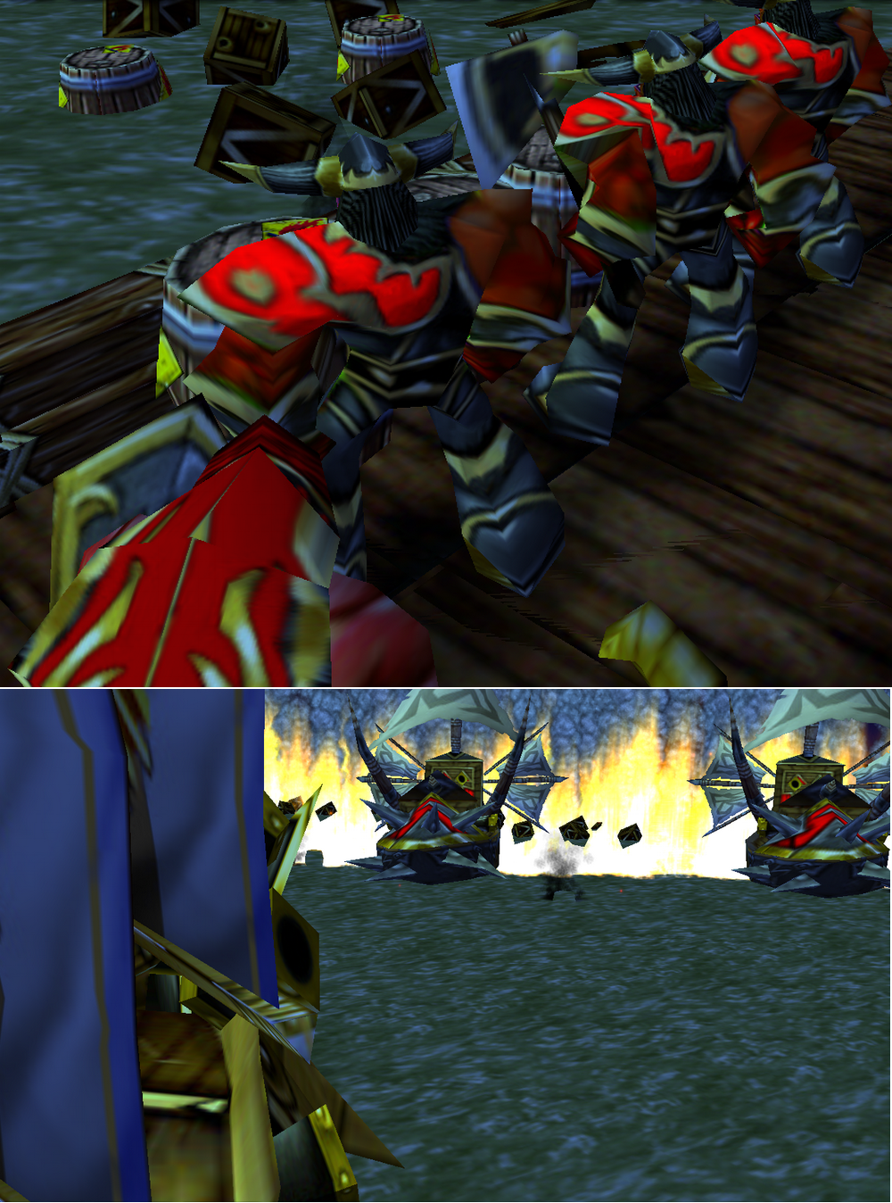 Chapter 6

"Hell on water"

Picture1: 
Warlock: Hurry drop the barrels overboard! Rest have already drooped theirs. 
Grunt: Yes warlock. 
Warlo