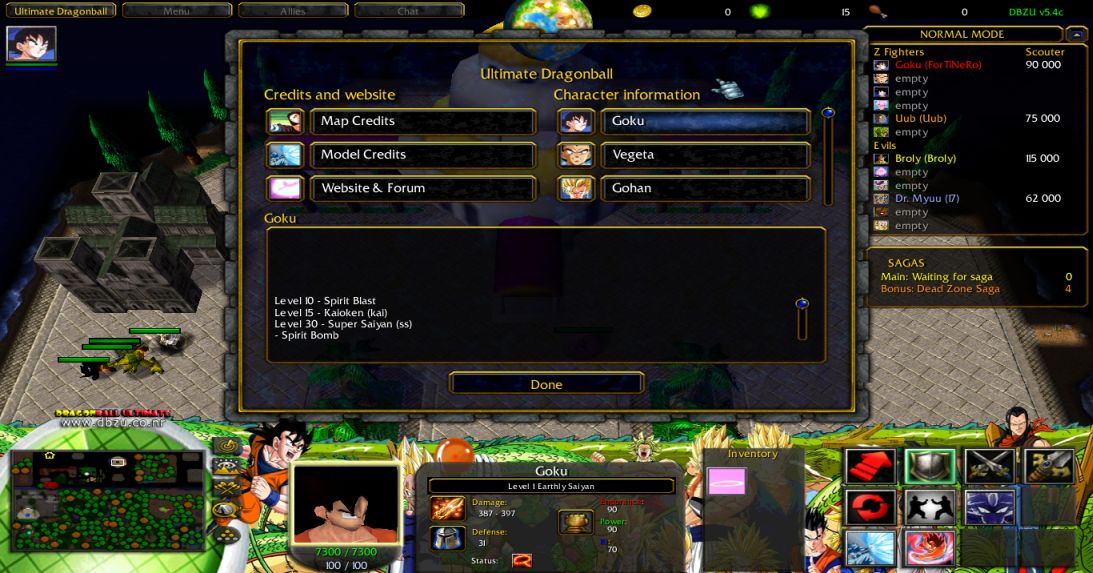 Characters information.