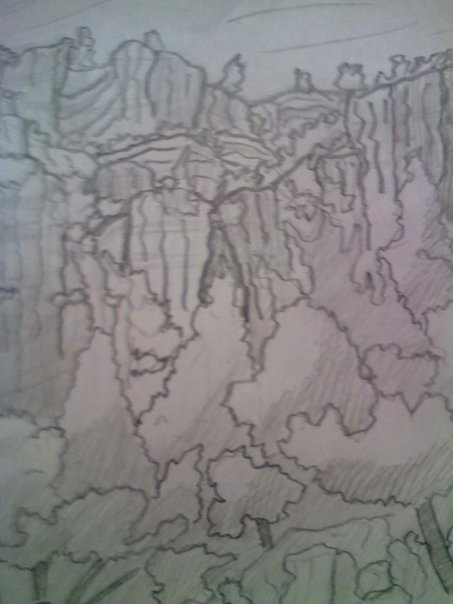 cliff side sketch in sedona az, had to be quick, it was raining