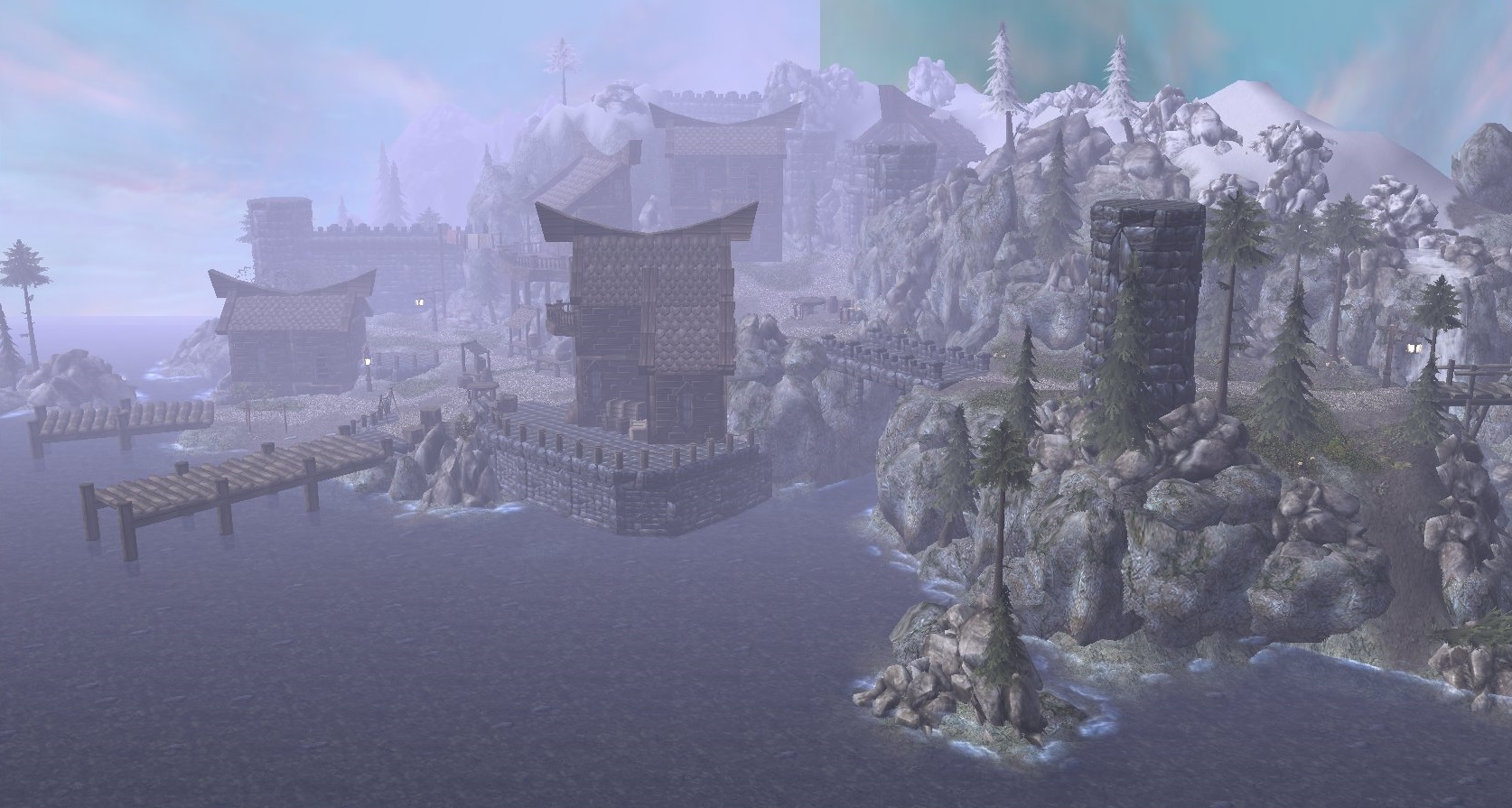 Coastal shot of the first town.