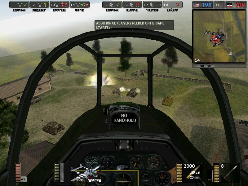 Cockpit view of the P-38, firing its rockets against German tanks. YEAH, SUCK ON THIS!

~Took from Battlegroup 42, a mod for Battlefield 1942