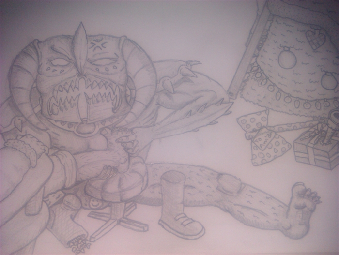 Concept Art Contest  
Christmas Eve   
WiP 10

Amargaard: "Naughty kids, you really should reconsider your servitude of the Mad King. Suddenly, wh