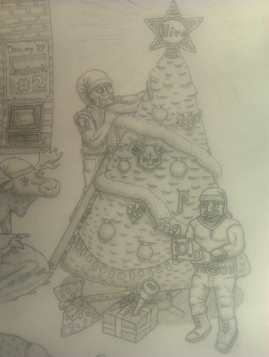 Concept Art Contest  
Christmas Eve   
WiP 12

Kari0003: "David! Do you want a cool necklace, one like that on the mad king? You sure want to foll
