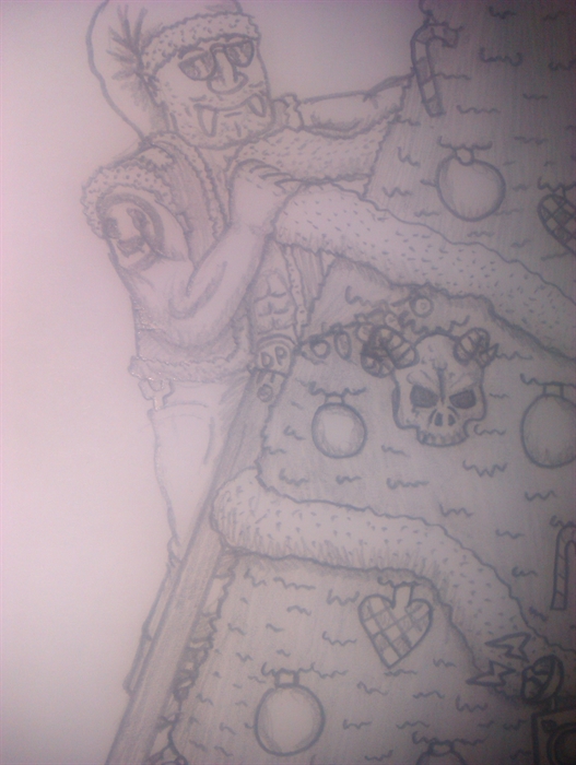 Concept Art Contest  
Christmas Eve   
WiP 7

BernKastel: "T-this must mean that I've been spotted!"
*Jumps out of the present and runs out of th