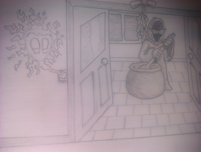 Concept Art Contest  
Christmas Eve   
WiP 8

Alagremm: *Throws the paddle into the window, breaking it*
"Silly me! I've accidentally dropped my