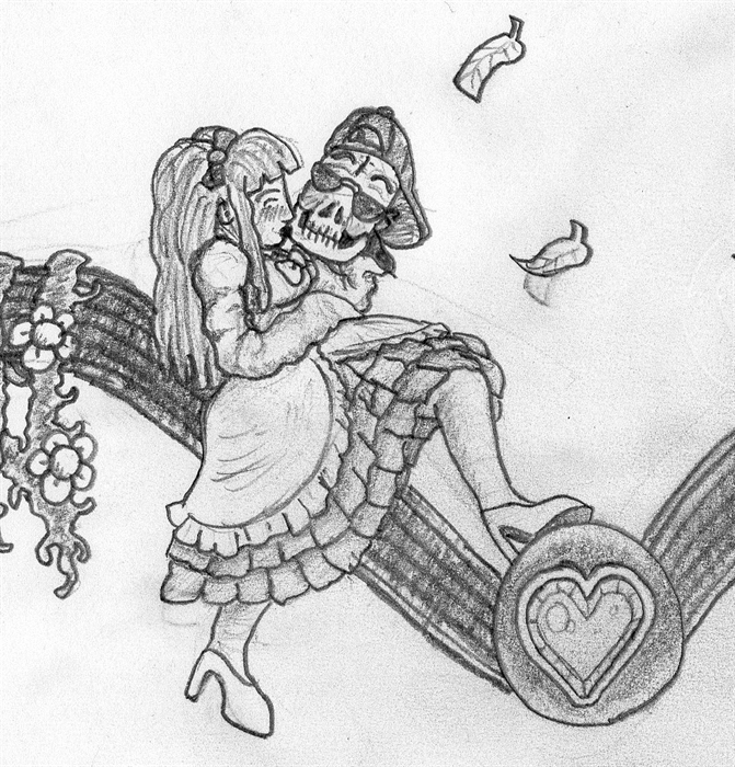 Concept Art Contest 
"Cupid & Psyche" 
WiP 9

Paillan: "Also david, i almost completed your dream, i made you as a skull that was been kiss by ber