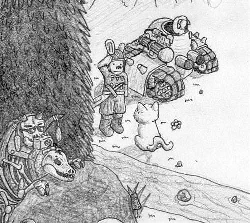 Concept Art Contest   
"Easter Bunny"   
WiP 5

Amargaard: "I have no idea how he did it, but somehow Juno managed to get a militaristic bunny uni