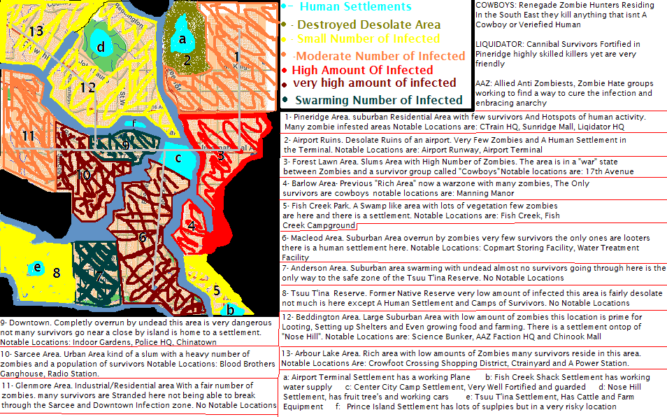 Concept Map For Zombie Survival Based on my home town!