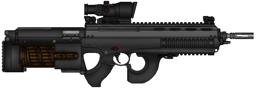 Concept weapon, feeds using a cylindrical magazine in bullpup configuration
