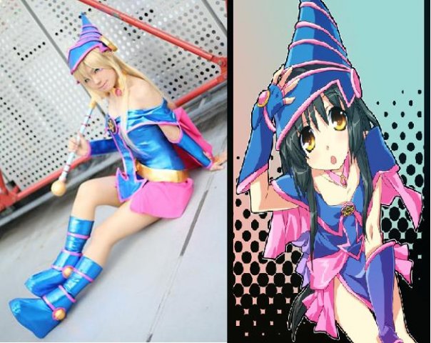 cosplay of Dark Magician Girl from anime Yu-Gi-Oh!