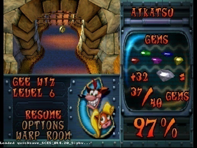 Crash Bandicoot 3 Warped - The Best Level for Gee Wiz (Demo) with Warp Room & Pause Menu.