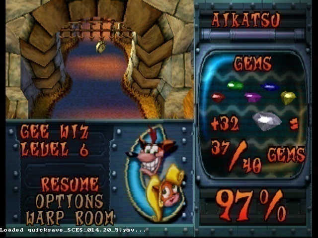 Crash Bandicoot 3 Warped - The Best Level for Gee Wiz (Demo) with Warp Room & Pause Menu.