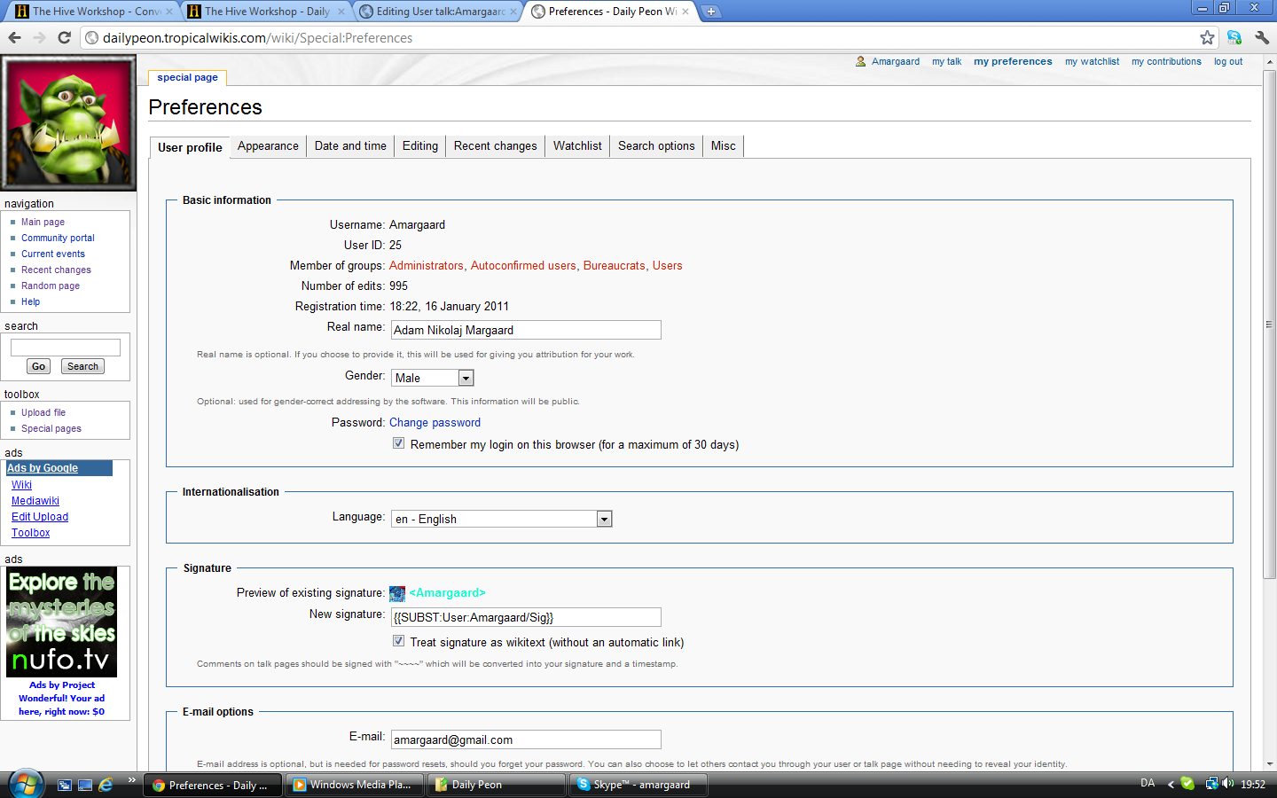 Daily Peon Wiki Amargaard's User Preferences