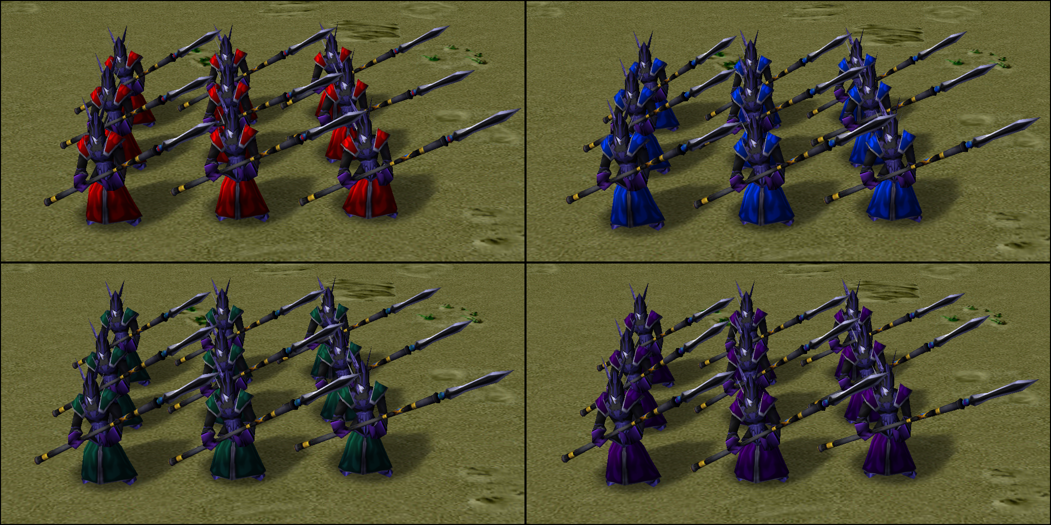 Dark Elves in multiple team colors.