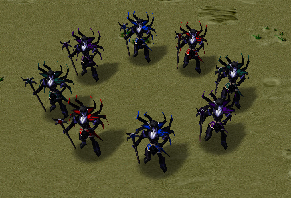 Dark Elves in multiple team colors.