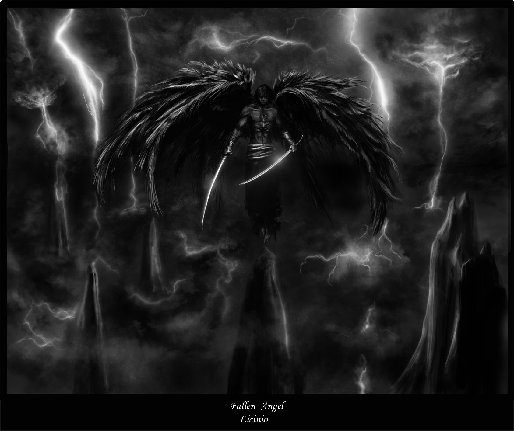 Dark in his last form Fallen Angel at the top of the mountain.