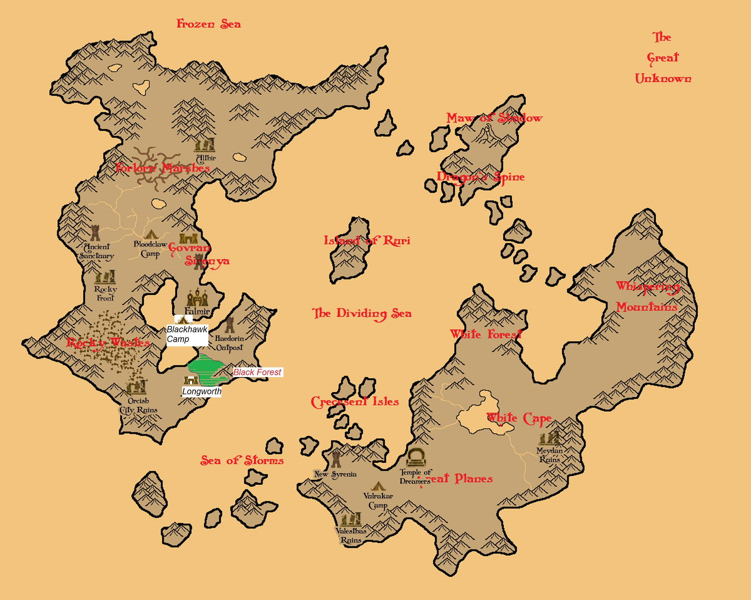 Dark Prophecy Map with SLA locations