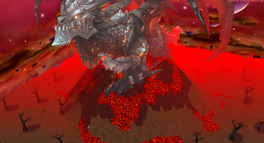 Deathwing sitting in middle of the Scar of The Worldbreaker.