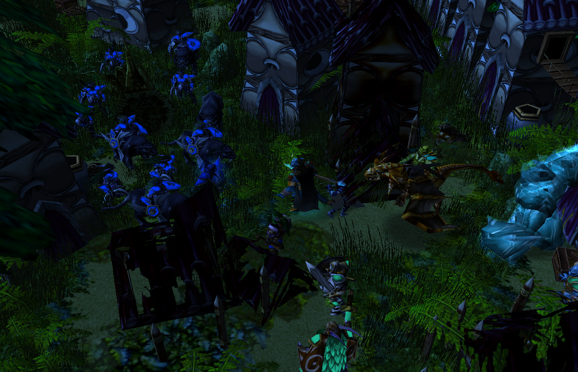 Dragram walked few steps forward and noticed a Moonlight regiment. The night elf, seeming to lead the regiment stared at Dragram, without a word, not