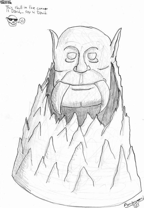Drawing of a Model Request

It's a natural mountain spire with a smiling peon God's face carved into the upper part.