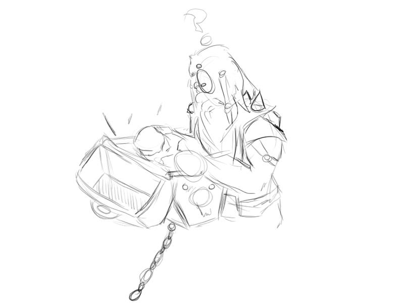 Dwarf looting a chest