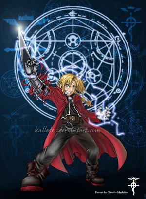 Edward Elric <3
In the background, a human transmutation circle.