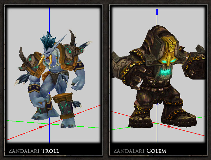 Experimental Geomerging: Zandalari Troll and Golem
- Troll recreation mesh size: 149 kb
- Golem recreation mesh size: 109 kb