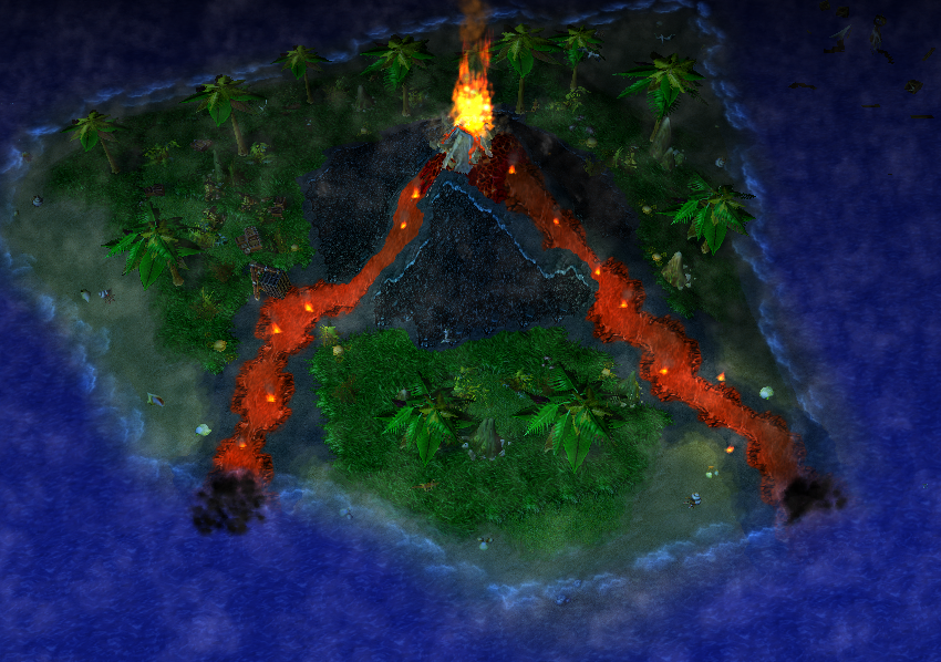 Experimental terrain - volcanic island (This is the terrain I used in my First custom fade filter attempt, it's outdated though - there are a few mist