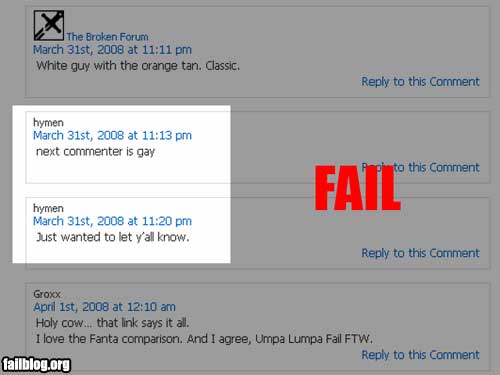 Fail comment