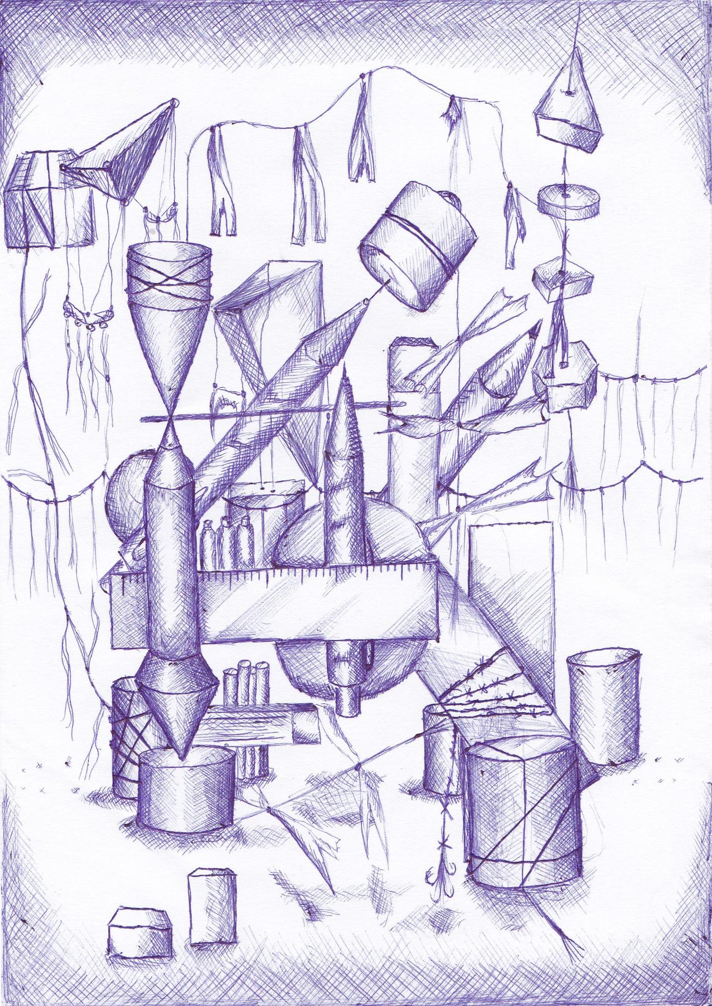 First drawing with a ballpoint pen , it was done at school