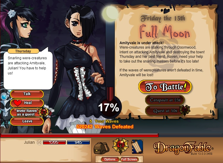 Friday the 13th of June 2014: Full Moon

The war has begun, but the fun truly begins at 25% when nytrosponge catapults unlock. Now I wish I had a de