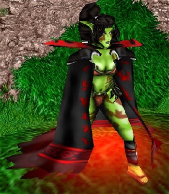 Garona the Female Orc Warden
-Skin by Warlock, Modified Model by Nozdormu

I really love this model a great edit. 

You can get her here: http://