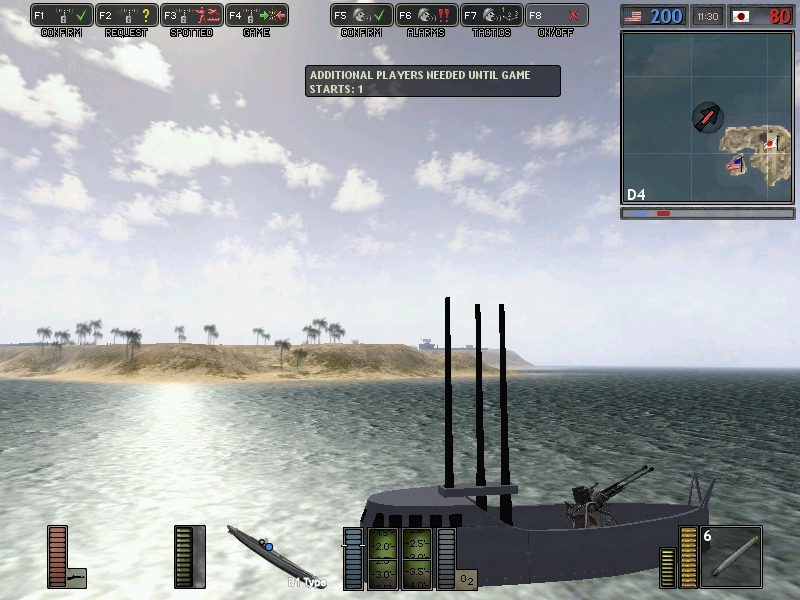 Half-submerged submarine. Kinda look nice from this angle lol.

~Took from Battlegroup 42, a mod for Battlefield 1942